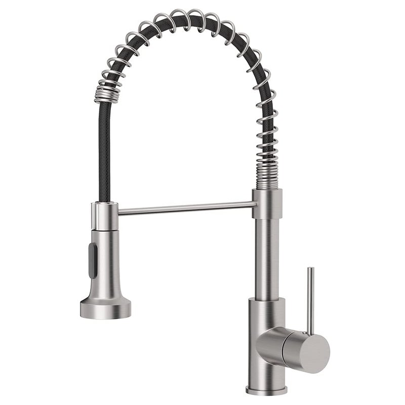 OWOFAN Kitchen Faucet with Pull Down Sprayer Industrial 1 Handle 1 Hole Or 3 Hole Faucet for Farmhouse Camper Laundry Utility Rv Wet Bar Sinks, Stainless Steel Brushed Nickel - Image 1
